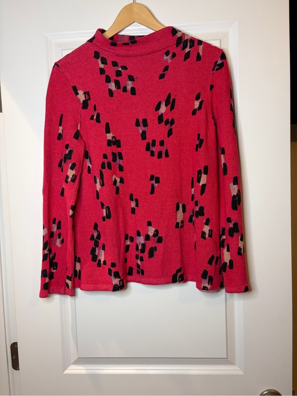 NIC+ZOE | Pink and Black Patterned Mock Neck Sweater
